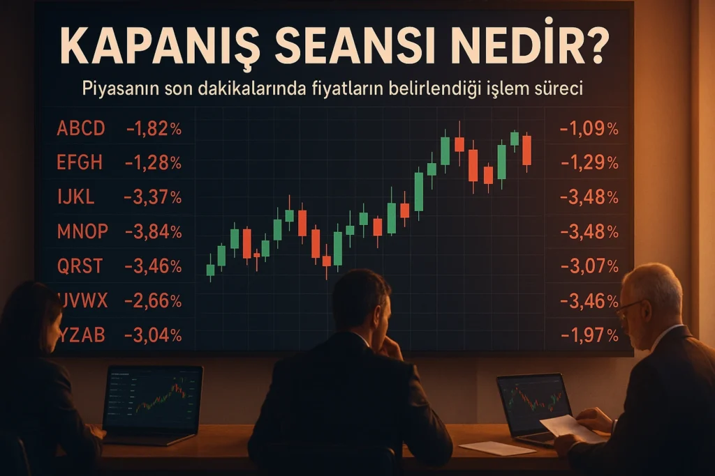 Borsa İstanbul'da günlük işlemlerin son ve en kritik evresi olan kapanış seansı, yatırımcıların günlük pozisyonlarını değerlendirdiği hayati bir zaman dilimini temsil eder. Bu seansın stratejik önemi, yalnızca o günkü işlem hacmini etkilemekle kalmaz, aynı zamanda ertesi günün açılış fiyatlarına da doğrudan etki eder. Modern piyasa yapısında seans, günlük volatilitenin en yoğun yaşandığı dönemlerden biridir. Özellikle kurumsal yatırımcıların gün sonu pozisyon ayarlamaları bu dönemde yoğunlaşır. Uzun vadeli portföy performansınızı değerlendirmek isteyen yatırımcılar için bu seans özellikle kritik önem taşır. Bu kapsamlı rehberimizde, Borsa İstanbul kapanış seansının detaylı işleyişini, stratejik önemini ve yatırımcılar için sunduğu fırsatları adım adım öğreneceksiniz. 15 dakikalık okuma süresinde kazanacağınız bilgiler, piyasa hareketlerini daha doğru analiz etmenizi ve bilinçli yatırım kararları almanızı sağlayacak. Temel tanımlardan başlayarak teknik detaylara, pratik uygulamalardan güncel stratejilere kadar kapanış seansının tüm boyutlarını ele alacağımız bu makale, hem yeni başlayan hem de deneyimli yatırımcılara değerli iç görüler sunacaktır.