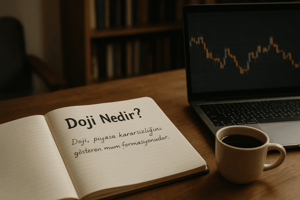 Doji, teknik analizde sıkça karşılaşılan ve yatırımcılar için önemli sinyaller taşıyan bir mum çubuğu formasyonudur. Gövdesi oldukça küçük olan bu mum çubuğu, açılış ve kapanış fiyatlarının birbirine çok yakın olduğu veya aynı olduğu durumlarda oluşur. Bu da piyasadaki kararsızlığı ve yön arayışını yansıtır. Doji formasyonu, piyasanın mevcut trendi sürdürüp sürdürmeyeceği konusunda sinyaller verir. Genellikle bir yükseliş ya da düşüş trendinin sonunda belirdiğinde, trend dönüşü için güçlü bir uyarı niteliğindedir. Ancak, tek başına kesin bir dönüş işareti vermez; diğer teknik göstergelerle birlikte yorumlanmalıdır.