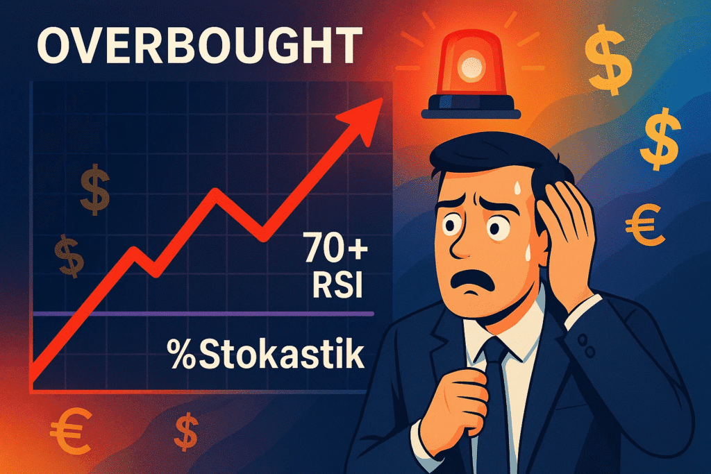 Finansal piyasalarda overbought, yani aşırı alım durumu, bir varlığın fiyatının kısa sürede çok hızlı ve yüksek miktarda yükselerek gerçek değerinin üzerinde işlem görmesi anlamına gelir. Bu durum, teknik analizde fiyatın bir düzeltme yapabileceğine işaret eden önemli sinyallerden biridir. Yatırımcılar, overbought bölgelerinde temkinli davranarak ani fiyat düşüşlerine karşı önlem alabilir. Aşırı alım durumu piyasalarda sıkça görülür ve çoğunlukla kısa vadeli güçlü yükseliş trendlerinin sonunda ortaya çıkar. Ancak overbought durumu, tek başına satış sinyali olmayabilir; piyasanın genel yönü ve diğer teknik göstergelerle birlikte değerlendirilmelidir.