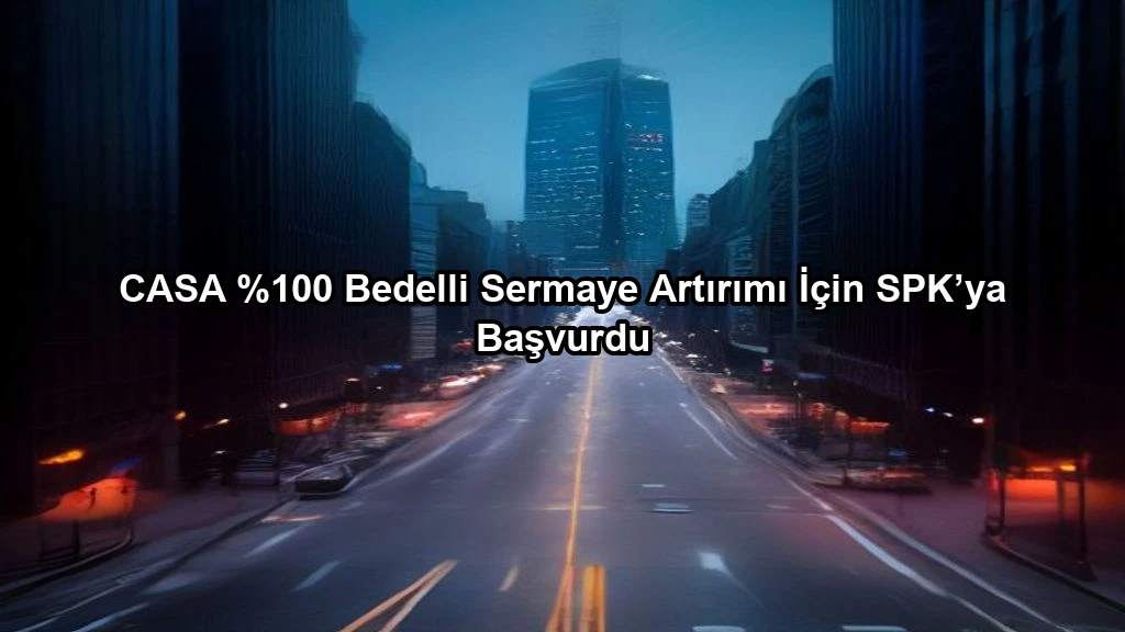 CASA %100 Bedelli Sermaye Artırımı İçin SPK’ya Başvurdu